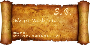 Sápi Valéria névjegykártya